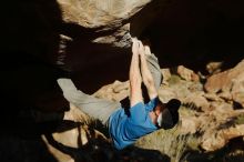 Bouldering in Hueco Tanks on 02/17/2019 with Blue Lizard Climbing and Yoga

Filename: SRM_20190217_1751590.jpg
Aperture: f/4.0
Shutter Speed: 1/400
Body: Canon EOS-1D Mark II
Lens: Canon EF 50mm f/1.8 II