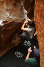 Bouldering in Hueco Tanks on 03/08/2019 with Blue Lizard Climbing and Yoga

Filename: SRM_20190308_1654080.jpg
Aperture: f/2.5
Shutter Speed: 1/80
Body: Canon EOS-1D Mark II
Lens: Canon EF 50mm f/1.8 II