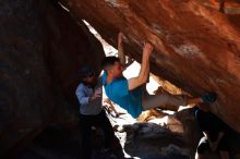 Bouldering in Hueco Tanks on 03/17/2019 with Blue Lizard Climbing and Yoga

Filename: SRM_20190317_1253380.jpg
Aperture: f/5.6
Shutter Speed: 1/500
Body: Canon EOS-1D Mark II
Lens: Canon EF 16-35mm f/2.8 L