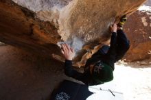 Bouldering in Hueco Tanks on 03/31/2019 with Blue Lizard Climbing and Yoga

Filename: SRM_20190331_1242010.jpg
Aperture: f/5.6
Shutter Speed: 1/250
Body: Canon EOS-1D Mark II
Lens: Canon EF 16-35mm f/2.8 L