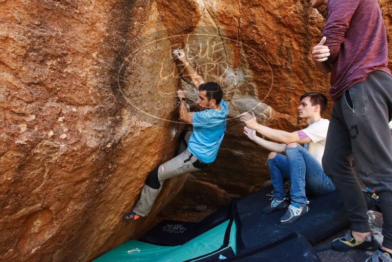 Bouldering in Hueco Tanks on 11/10/2019 with Blue Lizard Climbing and Yoga

Filename: SRM_20191110_1225550.jpg
Aperture: f/5.6
Shutter Speed: 1/250
Body: Canon EOS-1D Mark II
Lens: Canon EF 16-35mm f/2.8 L