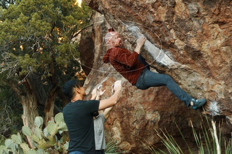 Bouldering in Hueco Tanks on 11/18/2019 with Blue Lizard Climbing and Yoga

Filename: SRM_20191118_1804471.jpg
Aperture: f/3.2
Shutter Speed: 1/250
Body: Canon EOS-1D Mark II
Lens: Canon EF 50mm f/1.8 II