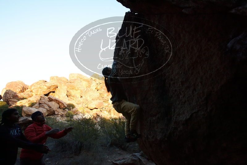 Bouldering in Hueco Tanks on 11/26/2019 with Blue Lizard Climbing and Yoga

Filename: SRM_20191126_1753000.jpg
Aperture: f/6.3
Shutter Speed: 1/250
Body: Canon EOS-1D Mark II
Lens: Canon EF 16-35mm f/2.8 L