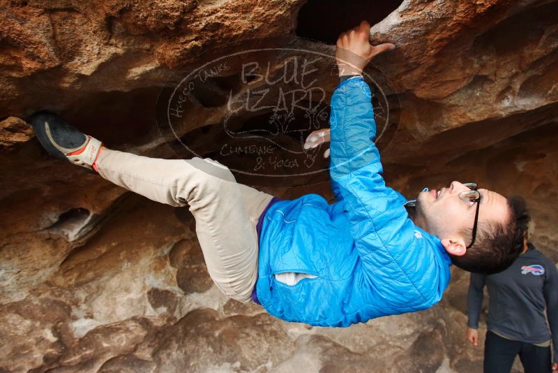 Bouldering in Hueco Tanks on 11/29/2019 with Blue Lizard Climbing and Yoga

Filename: SRM_20191129_1654121.jpg
Aperture: f/4.5
Shutter Speed: 1/250
Body: Canon EOS-1D Mark II
Lens: Canon EF 16-35mm f/2.8 L