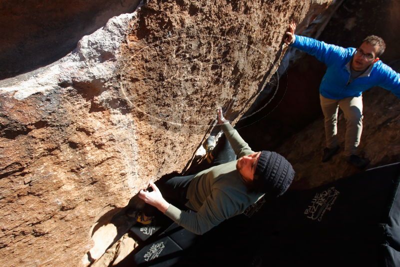 Bouldering in Hueco Tanks on 11/30/2019 with Blue Lizard Climbing and Yoga

Filename: SRM_20191130_1434380.jpg
Aperture: f/8.0
Shutter Speed: 1/250
Body: Canon EOS-1D Mark II
Lens: Canon EF 16-35mm f/2.8 L