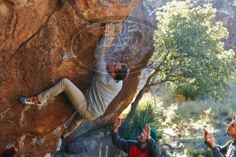 Bouldering in Hueco Tanks on 11/30/2019 with Blue Lizard Climbing and Yoga

Filename: SRM_20191130_1620520.jpg
Aperture: f/5.0
Shutter Speed: 1/250
Body: Canon EOS-1D Mark II
Lens: Canon EF 50mm f/1.8 II