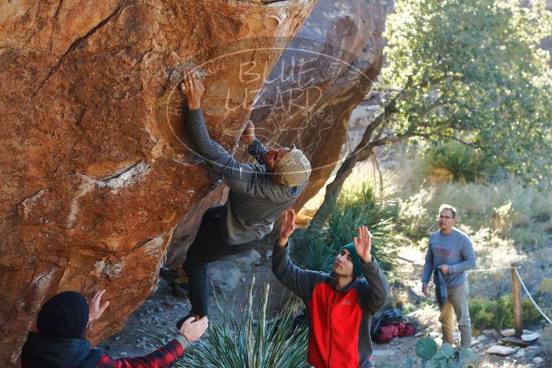 Bouldering in Hueco Tanks on 11/30/2019 with Blue Lizard Climbing and Yoga

Filename: SRM_20191130_1623571.jpg
Aperture: f/4.5
Shutter Speed: 1/250
Body: Canon EOS-1D Mark II
Lens: Canon EF 50mm f/1.8 II