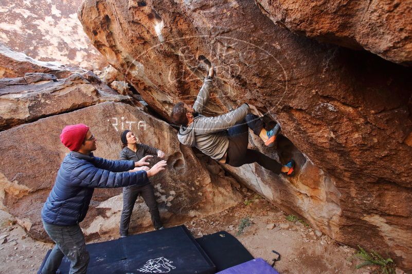 Bouldering in Hueco Tanks on 12/06/2019 with Blue Lizard Climbing and Yoga

Filename: SRM_20191206_1041210.jpg
Aperture: f/3.5
Shutter Speed: 1/250
Body: Canon EOS-1D Mark II
Lens: Canon EF 16-35mm f/2.8 L