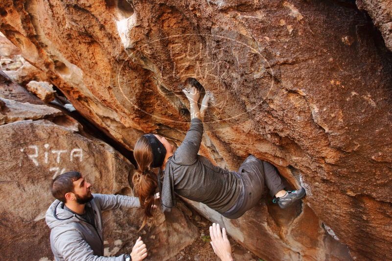 Bouldering in Hueco Tanks on 12/06/2019 with Blue Lizard Climbing and Yoga

Filename: SRM_20191206_1105441.jpg
Aperture: f/4.5
Shutter Speed: 1/250
Body: Canon EOS-1D Mark II
Lens: Canon EF 16-35mm f/2.8 L