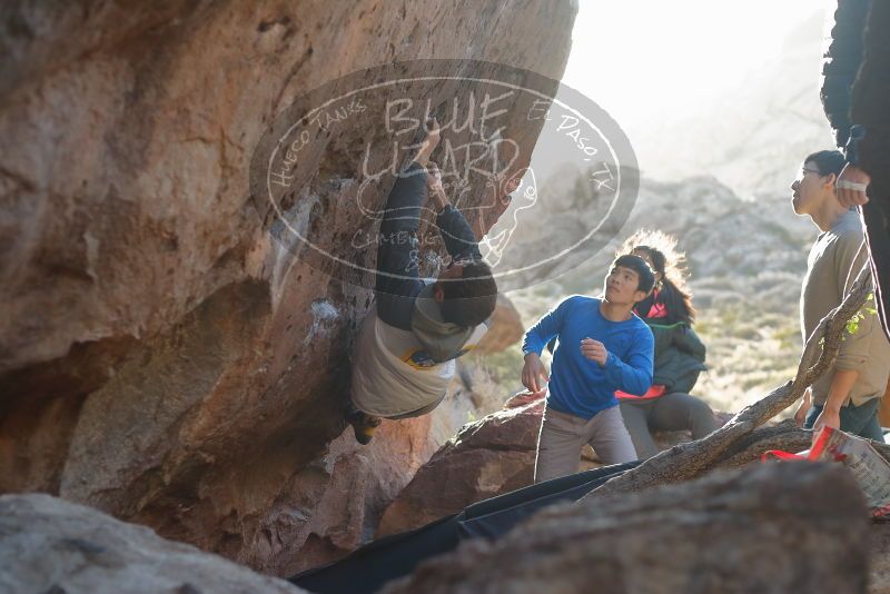 Bouldering in Hueco Tanks on 12/15/2019 with Blue Lizard Climbing and Yoga

Filename: SRM_20191215_1654510.jpg
Aperture: f/2.8
Shutter Speed: 1/250
Body: Canon EOS-1D Mark II
Lens: Canon EF 50mm f/1.8 II