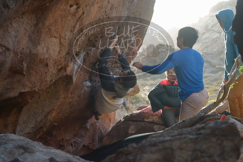 Bouldering in Hueco Tanks on 12/15/2019 with Blue Lizard Climbing and Yoga

Filename: SRM_20191215_1657420.jpg
Aperture: f/4.0
Shutter Speed: 1/250
Body: Canon EOS-1D Mark II
Lens: Canon EF 50mm f/1.8 II