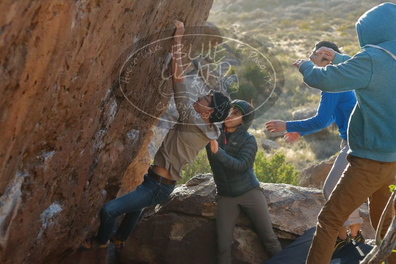 Bouldering in Hueco Tanks on 12/15/2019 with Blue Lizard Climbing and Yoga

Filename: SRM_20191215_1709020.jpg
Aperture: f/4.0
Shutter Speed: 1/250
Body: Canon EOS-1D Mark II
Lens: Canon EF 50mm f/1.8 II