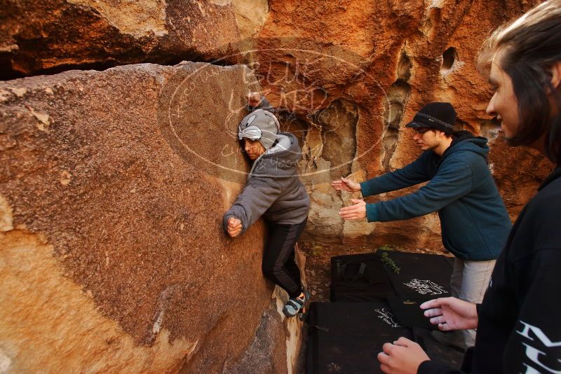 Bouldering in Hueco Tanks on 12/19/2019 with Blue Lizard Climbing and Yoga

Filename: SRM_20191219_1224010.jpg
Aperture: f/6.3
Shutter Speed: 1/200
Body: Canon EOS-1D Mark II
Lens: Canon EF 16-35mm f/2.8 L