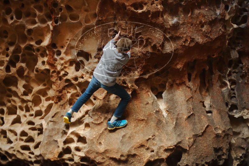 Bouldering in Hueco Tanks on 12/27/2019 with Blue Lizard Climbing and Yoga

Filename: SRM_20191227_1605220.jpg
Aperture: f/1.8
Shutter Speed: 1/200
Body: Canon EOS-1D Mark II
Lens: Canon EF 50mm f/1.8 II