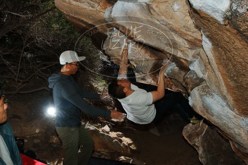 Bouldering in Hueco Tanks on 12/30/2019 with Blue Lizard Climbing and Yoga

Filename: SRM_20191230_1234140.jpg
Aperture: f/8.0
Shutter Speed: 1/250
Body: Canon EOS-1D Mark II
Lens: Canon EF 16-35mm f/2.8 L