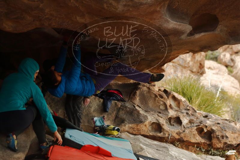 Bouldering in Hueco Tanks on 01/02/2020 with Blue Lizard Climbing and Yoga

Filename: SRM_20200102_1131440.jpg
Aperture: f/3.2
Shutter Speed: 1/250
Body: Canon EOS-1D Mark II
Lens: Canon EF 50mm f/1.8 II