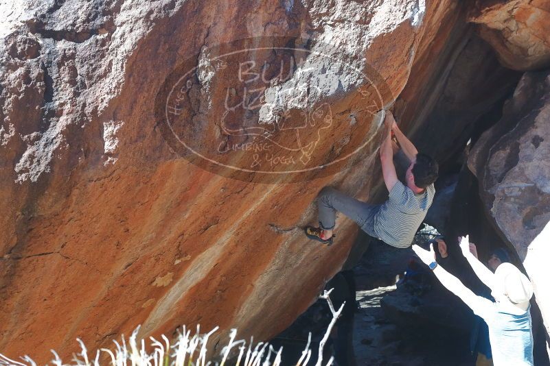 Bouldering in Hueco Tanks on 01/18/2020 with Blue Lizard Climbing and Yoga

Filename: SRM_20200118_1425150.jpg
Aperture: f/6.3
Shutter Speed: 1/250
Body: Canon EOS-1D Mark II
Lens: Canon EF 50mm f/1.8 II