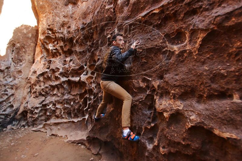 Bouldering in Hueco Tanks on 01/26/2020 with Blue Lizard Climbing and Yoga

Filename: SRM_20200126_1242450.jpg
Aperture: f/2.8
Shutter Speed: 1/100
Body: Canon EOS-1D Mark II
Lens: Canon EF 16-35mm f/2.8 L