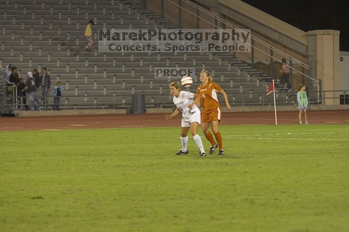 Greta Carter, #6.  The lady longhorns beat Texas A&M 1-0 in soccer Friday night.

Filename: SRM_20061027_1942202.jpg
Aperture: f/4.0
Shutter Speed: 1/640
Body: Canon EOS 20D
Lens: Canon EF 80-200mm f/2.8 L