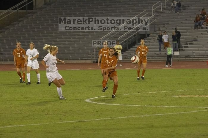 The lady longhorns beat Texas A&M 1-0 in soccer Friday night.

Filename: SRM_20061027_2039040.jpg
Aperture: f/4.0
Shutter Speed: 1/800
Body: Canon EOS 20D
Lens: Canon EF 80-200mm f/2.8 L