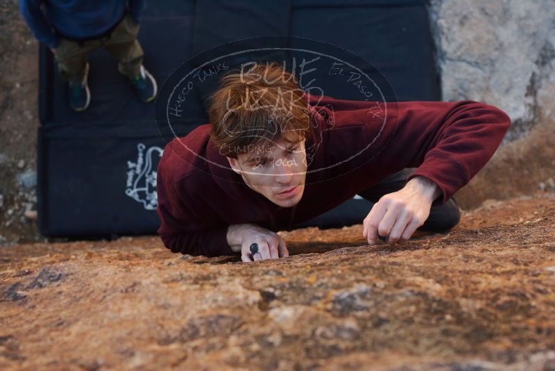 Bouldering in Hueco Tanks on 02/25/2020 with Blue Lizard Climbing and Yoga

Filename: SRM_20200225_1714520.jpg
Aperture: f/4.5
Shutter Speed: 1/250
Body: Canon EOS-1D Mark II
Lens: Canon EF 50mm f/1.8 II