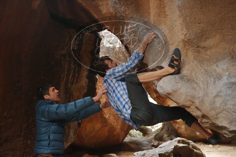 Bouldering in Hueco Tanks on 02/29/2020 with Blue Lizard Climbing and Yoga

Filename: SRM_20200229_1439090.jpg
Aperture: f/2.8
Shutter Speed: 1/250
Body: Canon EOS-1D Mark II
Lens: Canon EF 50mm f/1.8 II