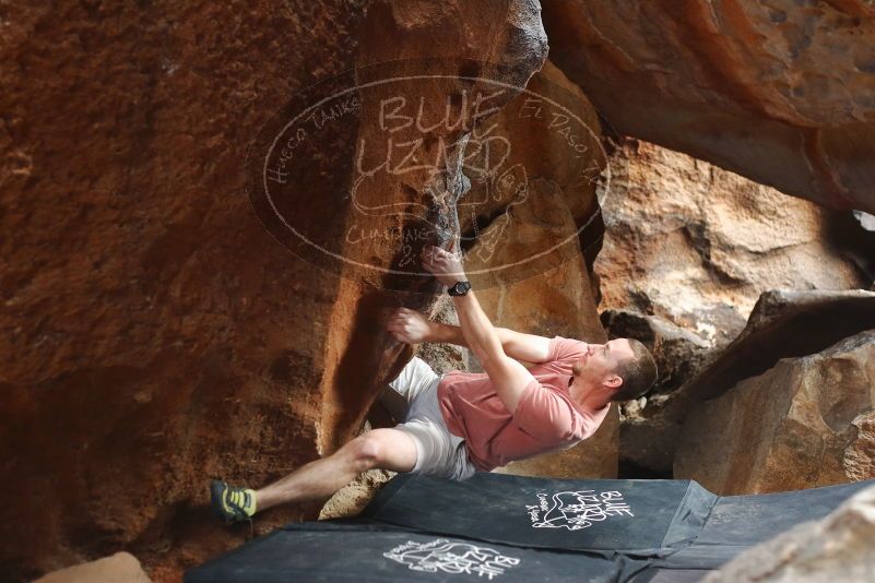 Bouldering in Hueco Tanks on 02/29/2020 with Blue Lizard Climbing and Yoga

Filename: SRM_20200229_1454120.jpg
Aperture: f/2.8
Shutter Speed: 1/250
Body: Canon EOS-1D Mark II
Lens: Canon EF 50mm f/1.8 II