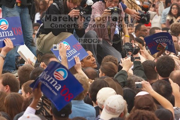 Obama speaking to a crowd of over 20,000 supporters at The Barack Obama "Kick-Ass" Rally--the Obama for president, 2008, rally, held in Austin, Friday, February 23, 2007.

Filename: SRM_20070223_1556384.jpg
Aperture: f/5.6
Shutter Speed: 1/250
Body: Canon EOS 20D
Lens: Canon EF 80-200mm f/2.8 L