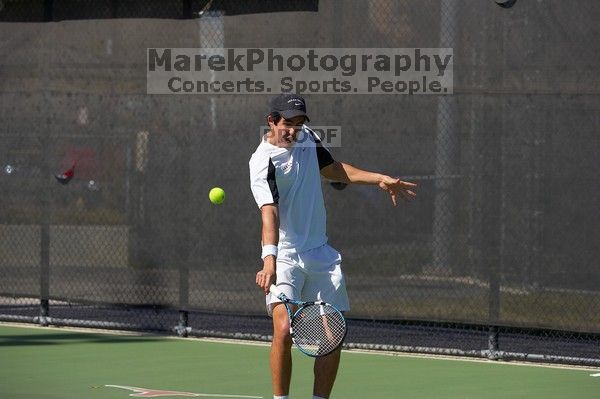 Luis Diaz Barriga.  The University of Texas (UT) men's tennis team defeated Georgia Tech (GT) Saturday, February 24, 2007..

Filename: SRM_20070224_1428321.jpg
Aperture: f/4.0
Shutter Speed: 1/8000
Body: Canon EOS-1D Mark II
Lens: Canon EF 80-200mm f/2.8 L