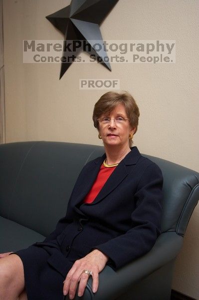 Portraits of UT Vice President of Employee and Campus Services Patricia L Clubb.

Filename: SRM_20070301_1408283.jpg
Aperture: f/4.5
Shutter Speed: 1/250
Body: Canon EOS-1D Mark II
Lens: Sigma 15-30mm f/3.5-4.5 EX Aspherical DG DF