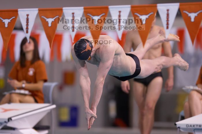 UT senior Matthew Lowe took first in the 200 yard breaststroke with a time of 2:01.46.  The University of Texas Longhorns defeated The University of Georgia Bulldogs 157-135 on Saturday, January 12, 2008.

Filename: SRM_20080112_1200209.jpg
Aperture: f/2.8
Shutter Speed: 1/400
Body: Canon EOS-1D Mark II
Lens: Canon EF 300mm f/2.8 L IS