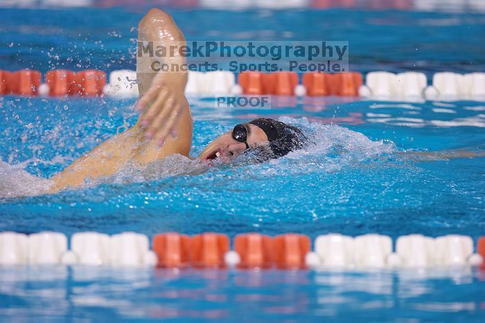 UT sophomore Ricky Berens took first  in the 500 yard freestyle with a time of 4:27.92.  The University of Texas Longhorns defeated The University of Georgia Bulldogs 157-135 on Saturday, January 12, 2008.

Filename: SRM_20080112_1205208.jpg
Aperture: f/2.8
Shutter Speed: 1/400
Body: Canon EOS-1D Mark II
Lens: Canon EF 300mm f/2.8 L IS