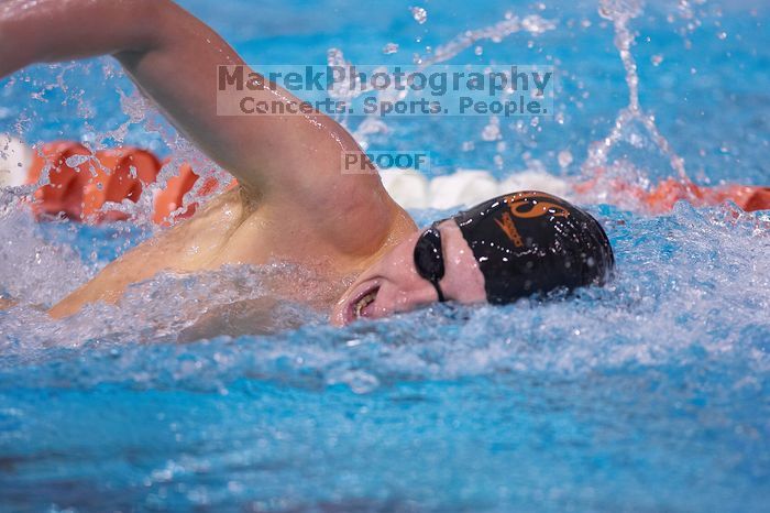 UT freshman Jim Robertson took fourth in the 500 yard freestyle with a time of 4:38.93.  The University of Texas Longhorns defeated The University of Georgia Bulldogs 157-135 on Saturday, January 12, 2008.

Filename: SRM_20080112_1205424.jpg
Aperture: f/2.8
Shutter Speed: 1/400
Body: Canon EOS-1D Mark II
Lens: Canon EF 300mm f/2.8 L IS