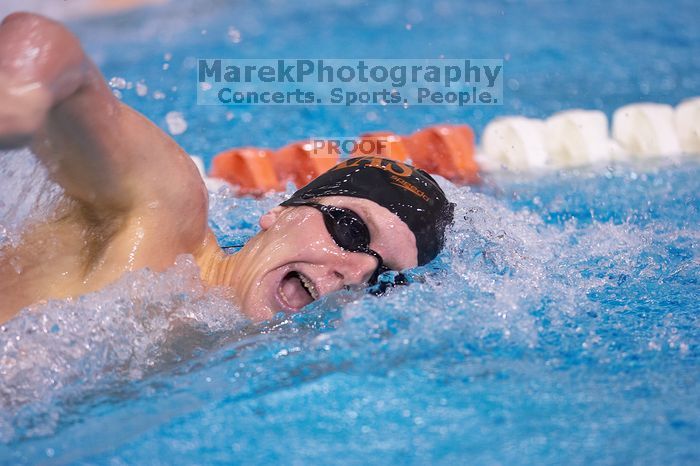 UT freshman Jim Robertson took fourth in the 500 yard freestyle with a time of 4:38.93.  The University of Texas Longhorns defeated The University of Georgia Bulldogs 157-135 on Saturday, January 12, 2008.

Filename: SRM_20080112_1205544.jpg
Aperture: f/2.8
Shutter Speed: 1/400
Body: Canon EOS-1D Mark II
Lens: Canon EF 300mm f/2.8 L IS