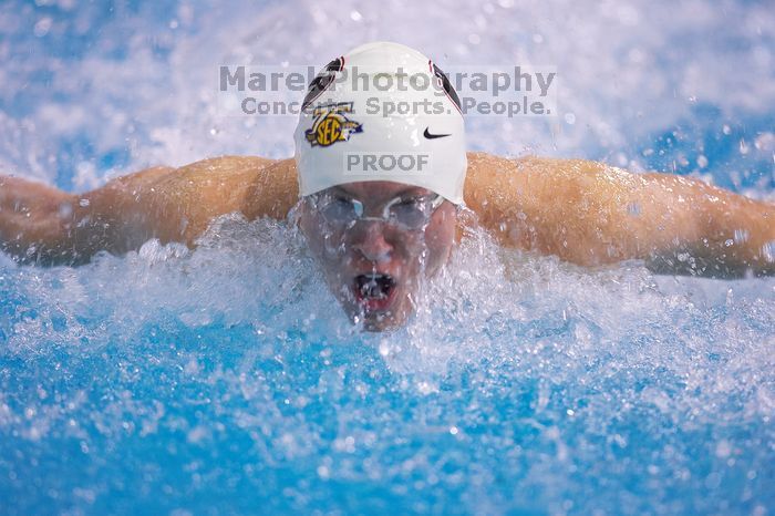 Georgia's Troyden Prinsloo took second in the 1000 yard freestyle with a time of 9:11.44.  The University of Texas Longhorns defeated The University of Georgia Bulldogs 157-135 on Saturday, January 12, 2008.

Filename: SRM_20080112_1209400.jpg
Aperture: f/2.8
Shutter Speed: 1/400
Body: Canon EOS-1D Mark II
Lens: Canon EF 300mm f/2.8 L IS