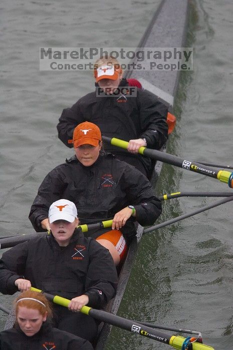 The Longhorns lone varsity four boat comprised of Laura Perkins, Lindsay Foster, Whitney McMahon and Elizabeth Meserve finished the race in 33:39.0.  The women's rowing team competed in the 2008 Fighting Nutria on Saturday, February 16, 2008.

Filename: SRM_20080216_0832525.jpg
Aperture: f/4.0
Shutter Speed: 1/800
Body: Canon EOS-1D Mark II
Lens: Canon EF 300mm f/2.8 L IS