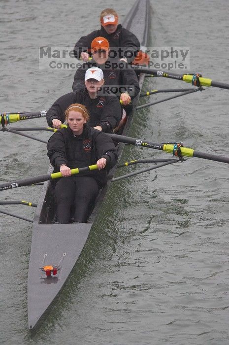 The Longhorns lone varsity four boat comprised of Laura Perkins, Lindsay Foster, Whitney McMahon and Elizabeth Meserve finished the race in 33:39.0.  The women's rowing team competed in the 2008 Fighting Nutria on Saturday, February 16, 2008.

Filename: SRM_20080216_0833100.jpg
Aperture: f/4.0
Shutter Speed: 1/800
Body: Canon EOS-1D Mark II
Lens: Canon EF 300mm f/2.8 L IS