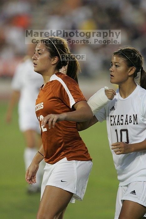 UT sophomore Alisha Ortiz (#12, Forward) waits for the ball.  The University of Texas women's soccer team tied 0-0 against the Texas A&M Aggies Friday night, September 27, 2008.

Filename: SRM_20080926_1927548.jpg
Aperture: f/4.0
Shutter Speed: 1/320
Body: Canon EOS-1D Mark II
Lens: Canon EF 300mm f/2.8 L IS