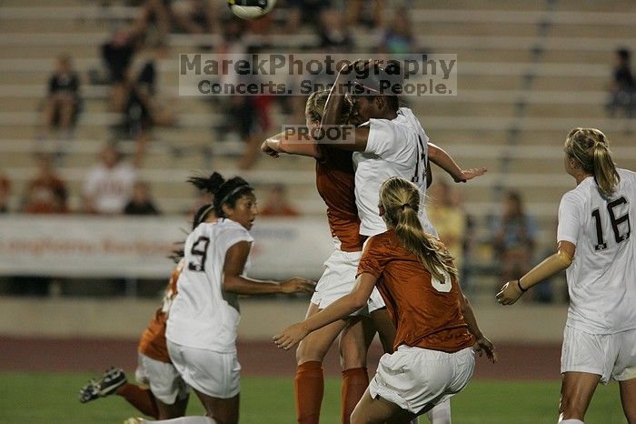 The University of Texas women's soccer team tied 0-0 against the Texas A&M Aggies Friday night, September 27, 2008.

Filename: SRM_20080926_1938305.jpg
Aperture: f/4.0
Shutter Speed: 1/500
Body: Canon EOS-1D Mark II
Lens: Canon EF 300mm f/2.8 L IS