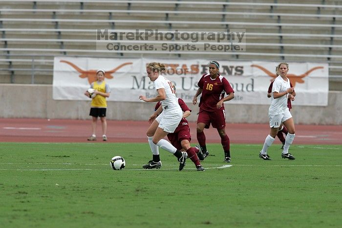 UT freshman Kylie Doniak (#15, Midfielder).  The University of Texas women's soccer team won 2-1 against the Iowa State Cyclones Sunday afternoon, October 5, 2008.

Filename: SRM_20081005_12073804.jpg
Aperture: f/5.6
Shutter Speed: 1/2000
Body: Canon EOS-1D Mark II
Lens: Canon EF 300mm f/2.8 L IS