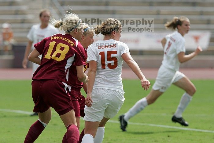 The University of Texas women's soccer team won 2-1 against the Iowa State Cyclones Sunday afternoon, October 5, 2008.

Filename: SRM_20081005_12112246.jpg
Aperture: f/5.6
Shutter Speed: 1/2000
Body: Canon EOS-1D Mark II
Lens: Canon EF 300mm f/2.8 L IS