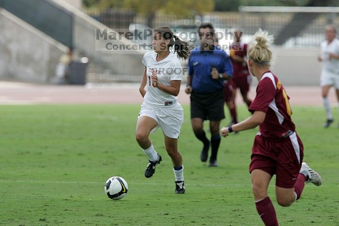 UT senior Stephanie Logterman (#10, Defender).  The University of Texas women's soccer team won 2-1 against the Iowa State Cyclones Sunday afternoon, October 5, 2008.

Filename: SRM_20081005_12123286.jpg
Aperture: f/5.6
Shutter Speed: 1/1600
Body: Canon EOS-1D Mark II
Lens: Canon EF 300mm f/2.8 L IS