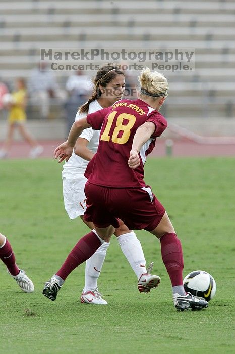 UT sophomore Alisha Ortiz (#12, Forward).  The University of Texas women's soccer team won 2-1 against the Iowa State Cyclones Sunday afternoon, October 5, 2008.

Filename: SRM_20081005_12184462.jpg
Aperture: f/5.6
Shutter Speed: 1/800
Body: Canon EOS-1D Mark II
Lens: Canon EF 300mm f/2.8 L IS