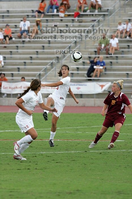 UT senior Stephanie Logterman (#10, Defender) passes the ball in the second half.  The University of Texas women's soccer team won 2-1 against the Iowa State Cyclones Sunday afternoon, October 5, 2008.

Filename: SRM_20081005_13050459.jpg
Aperture: f/5.6
Shutter Speed: 1/1250
Body: Canon EOS-1D Mark II
Lens: Canon EF 300mm f/2.8 L IS