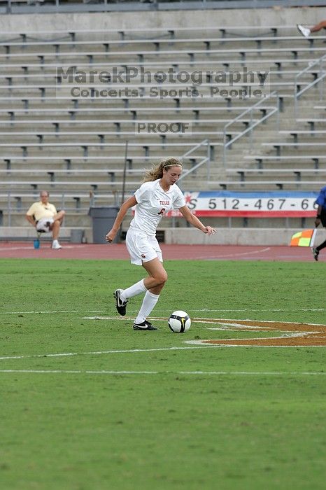 UT freshman Lucy Keith (#6, Midfielder) in the second half.  The University of Texas women's soccer team won 2-1 against the Iowa State Cyclones Sunday afternoon, October 5, 2008.

Filename: SRM_20081005_13072496.jpg
Aperture: f/5.6
Shutter Speed: 1/1250
Body: Canon EOS-1D Mark II
Lens: Canon EF 300mm f/2.8 L IS