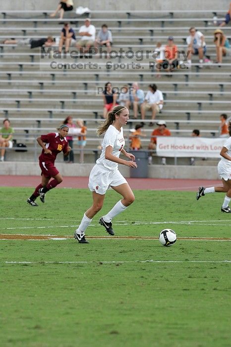 UT freshman Lucy Keith (#6, Midfielder) in the second half.  The University of Texas women's soccer team won 2-1 against the Iowa State Cyclones Sunday afternoon, October 5, 2008.

Filename: SRM_20081005_13072601.jpg
Aperture: f/5.6
Shutter Speed: 1/1250
Body: Canon EOS-1D Mark II
Lens: Canon EF 300mm f/2.8 L IS