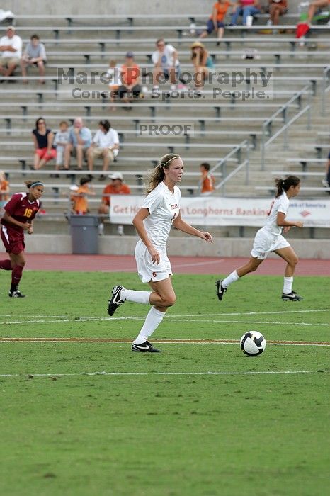 UT freshman Lucy Keith (#6, Midfielder) in the second half.  The University of Texas women's soccer team won 2-1 against the Iowa State Cyclones Sunday afternoon, October 5, 2008.

Filename: SRM_20081005_13072602.jpg
Aperture: f/5.6
Shutter Speed: 1/1250
Body: Canon EOS-1D Mark II
Lens: Canon EF 300mm f/2.8 L IS