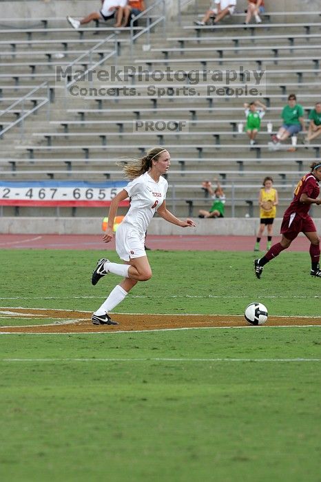 UT freshman Lucy Keith (#6, Midfielder) in the second half.  The University of Texas women's soccer team won 2-1 against the Iowa State Cyclones Sunday afternoon, October 5, 2008.

Filename: SRM_20081005_13072699.jpg
Aperture: f/5.6
Shutter Speed: 1/1250
Body: Canon EOS-1D Mark II
Lens: Canon EF 300mm f/2.8 L IS