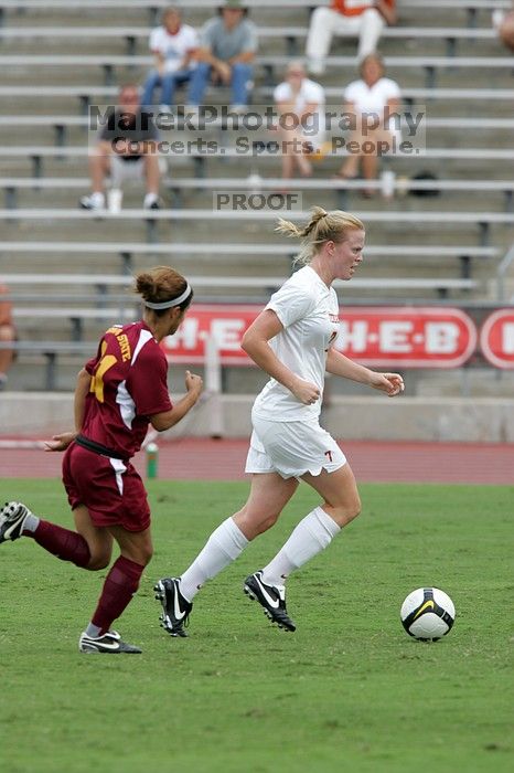 UT freshman Courtney Goodson (#7, Forward and Midfielder) in the second half.  The University of Texas women's soccer team won 2-1 against the Iowa State Cyclones Sunday afternoon, October 5, 2008.

Filename: SRM_20081005_13110660.jpg
Aperture: f/5.6
Shutter Speed: 1/1250
Body: Canon EOS-1D Mark II
Lens: Canon EF 300mm f/2.8 L IS