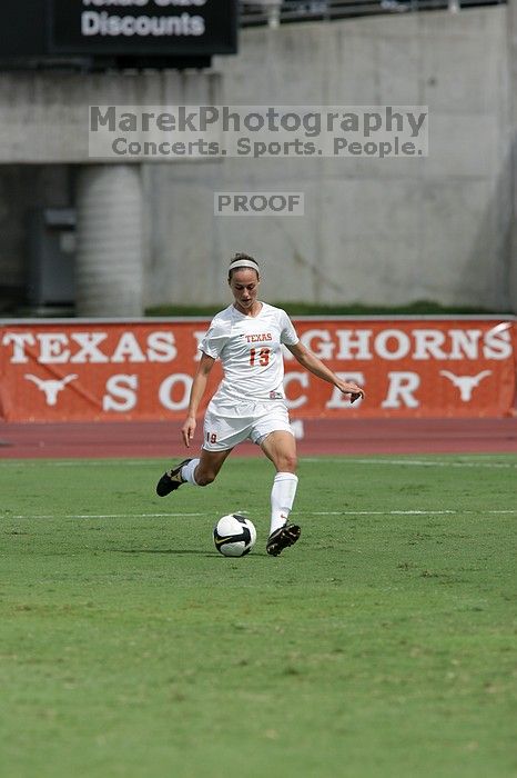 UT sophomore Erica Campanelli (#19, Defender) in the second half.  The University of Texas women's soccer team won 2-1 against the Iowa State Cyclones Sunday afternoon, October 5, 2008.

Filename: SRM_20081005_13135090.jpg
Aperture: f/5.6
Shutter Speed: 1/2000
Body: Canon EOS-1D Mark II
Lens: Canon EF 300mm f/2.8 L IS